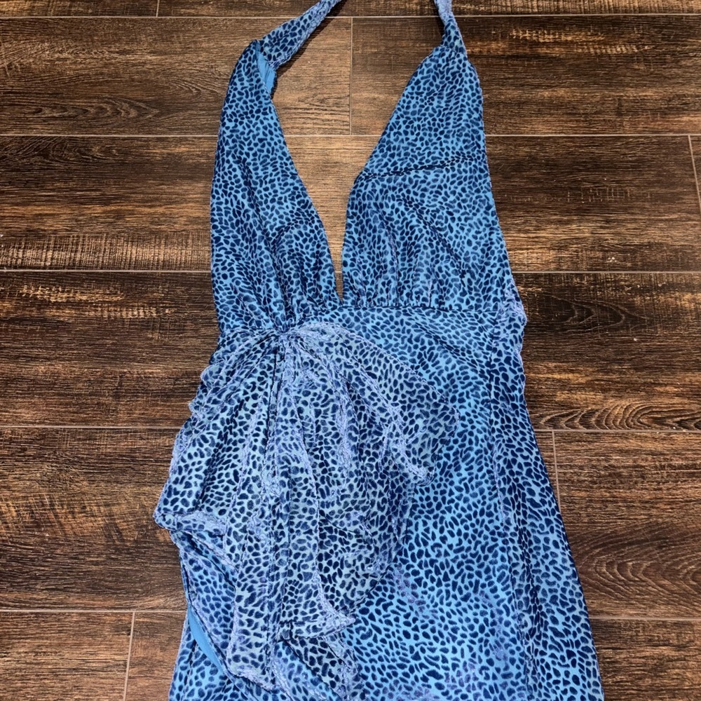 NBD Pari Mini Dress in Blue Leopard Size X-Small - Picture 4 of 10